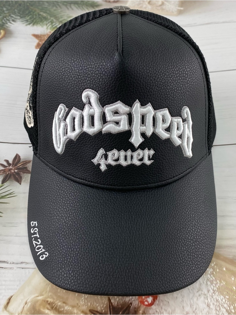 Black 'Godspeed' Embroidered Trucker Cap